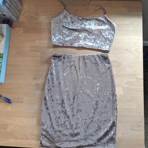Naked Wardrobe Crushed Velvet Two Piece Set